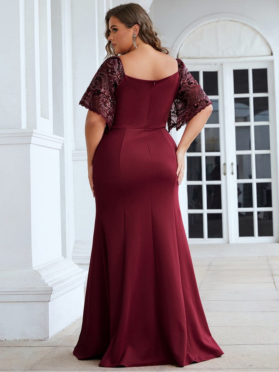 MsDresslyEP Plus Formal Dress Elegant Plus Size V Neck Fishtail Evening Dress for Women
