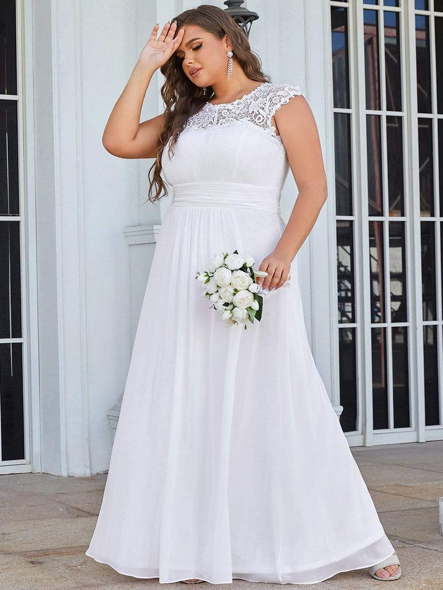 MsDresslyEP Plus Formal Dress Plus Size Elegant Maxi Long Lace Cap Sleeve Bridesmaid Dress