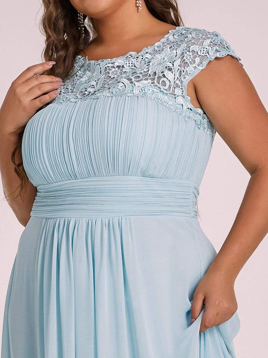 MsDresslyEP Plus Formal Dress Plus Size Elegant Maxi Long Lace Cap Sleeve Bridesmaid Dress
