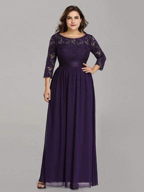 MsDresslyEP Plus Formal Dress Simple Plus Size Lace Evening Dress with Half Sleeves DRE230974837DPH16
