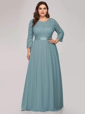 MsDresslyEP Plus Formal Dress Simple Plus Size Lace Evening Dress with Half Sleeves DRE230974843DBU16