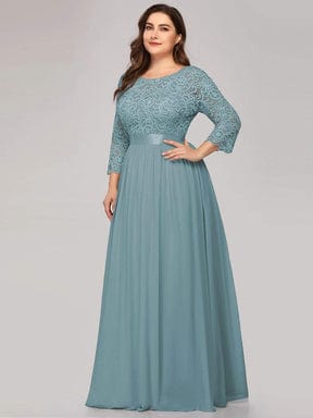 MsDresslyEP Plus Formal Dress Simple Plus Size Lace Evening Dress with Half Sleeves
