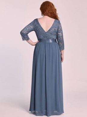 MsDresslyEP Plus Formal Dress Simple Plus Size Lace Evening Dress with Half Sleeves