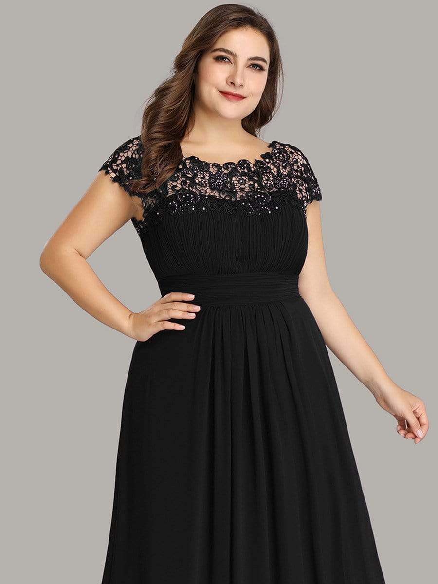 MsDresslyEP Plus Formal Dress Plus Size Elegant Maxi Long Lace Cap Sleeve Bridesmaid Dress