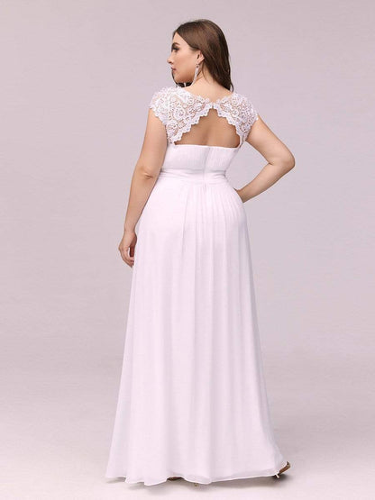 MsDresslyEP Formal Dress Elegant Maxi Long Lace Bridesmaid Dress with Cap Sleeve