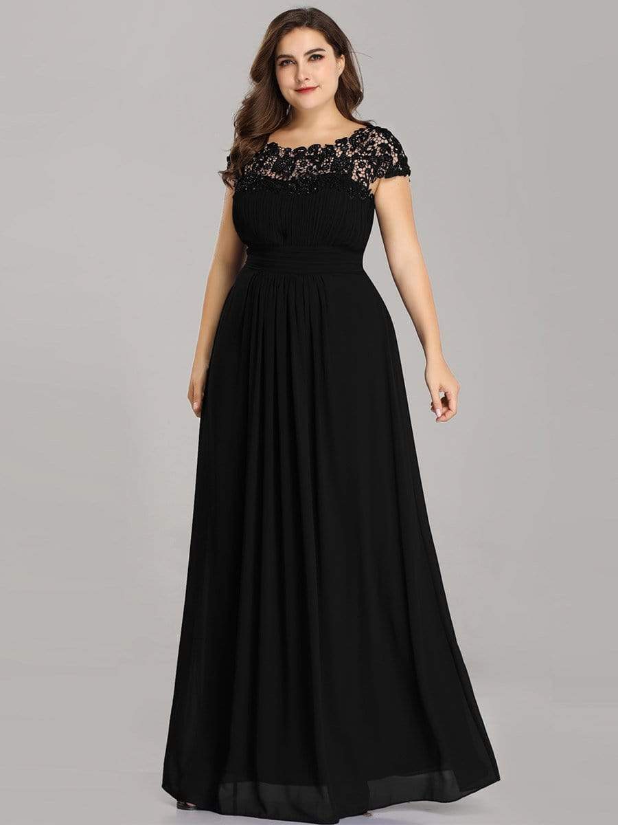 MsDresslyEP Formal Dress Elegant Maxi Long Lace Bridesmaid Dress with Cap Sleeve