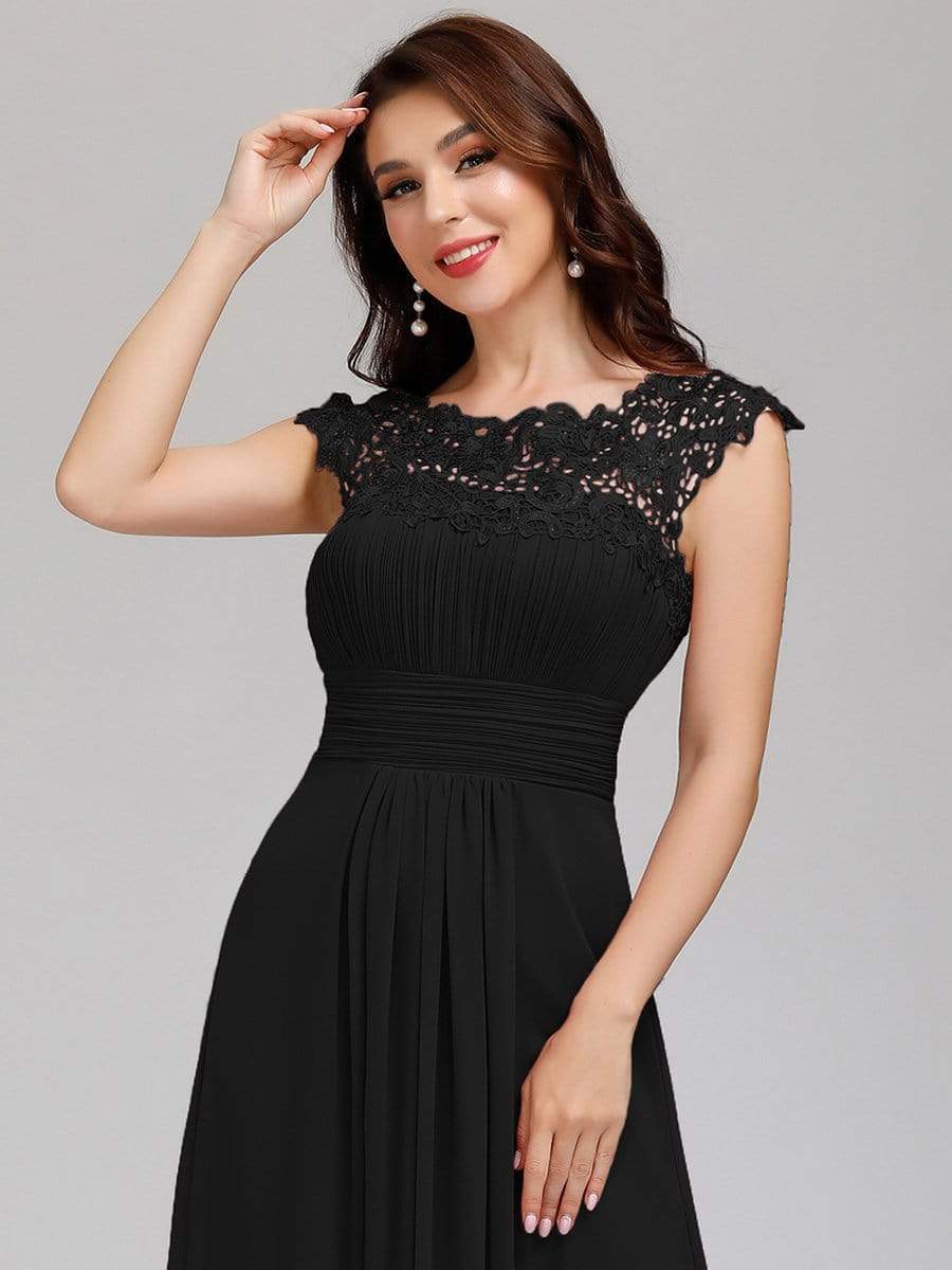 MsDresslyEP Formal Dress Elegant Maxi Long Lace Bridesmaid Dress with Cap Sleeve