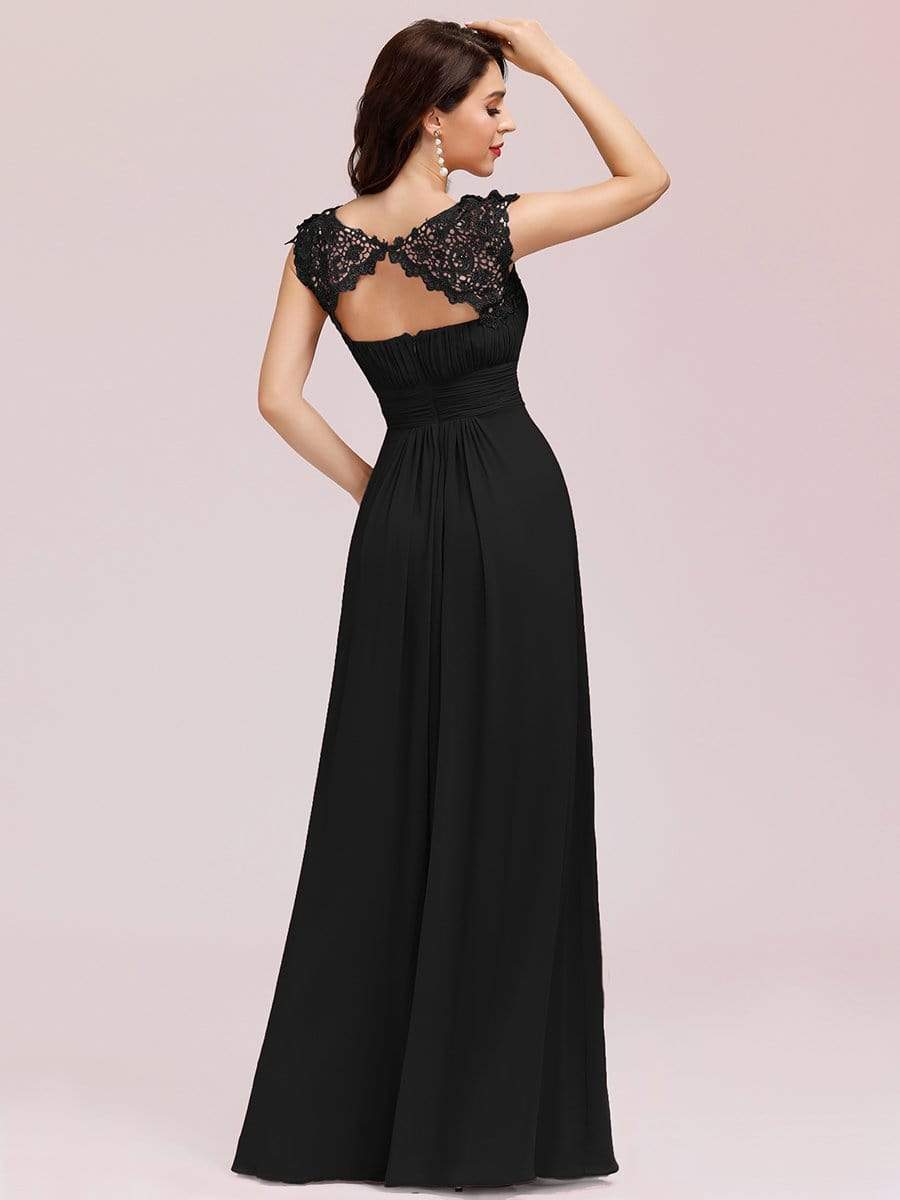 MsDresslyEP Formal Dress Elegant Maxi Long Lace Cap Sleeve Bridesmaid Dress