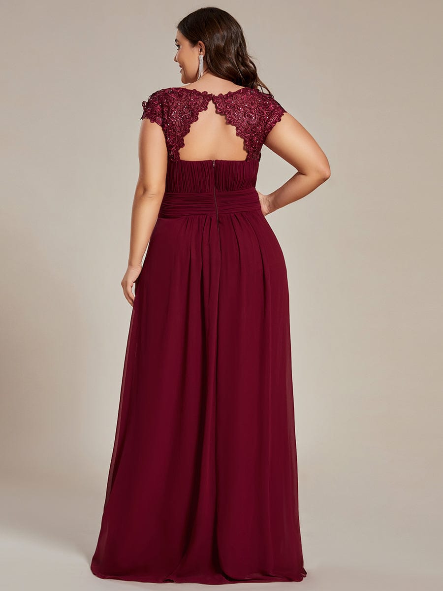 MsDresslyEP Formal Dress Elegant Maxi Long Lace Cap Sleeve Bridesmaid Dress