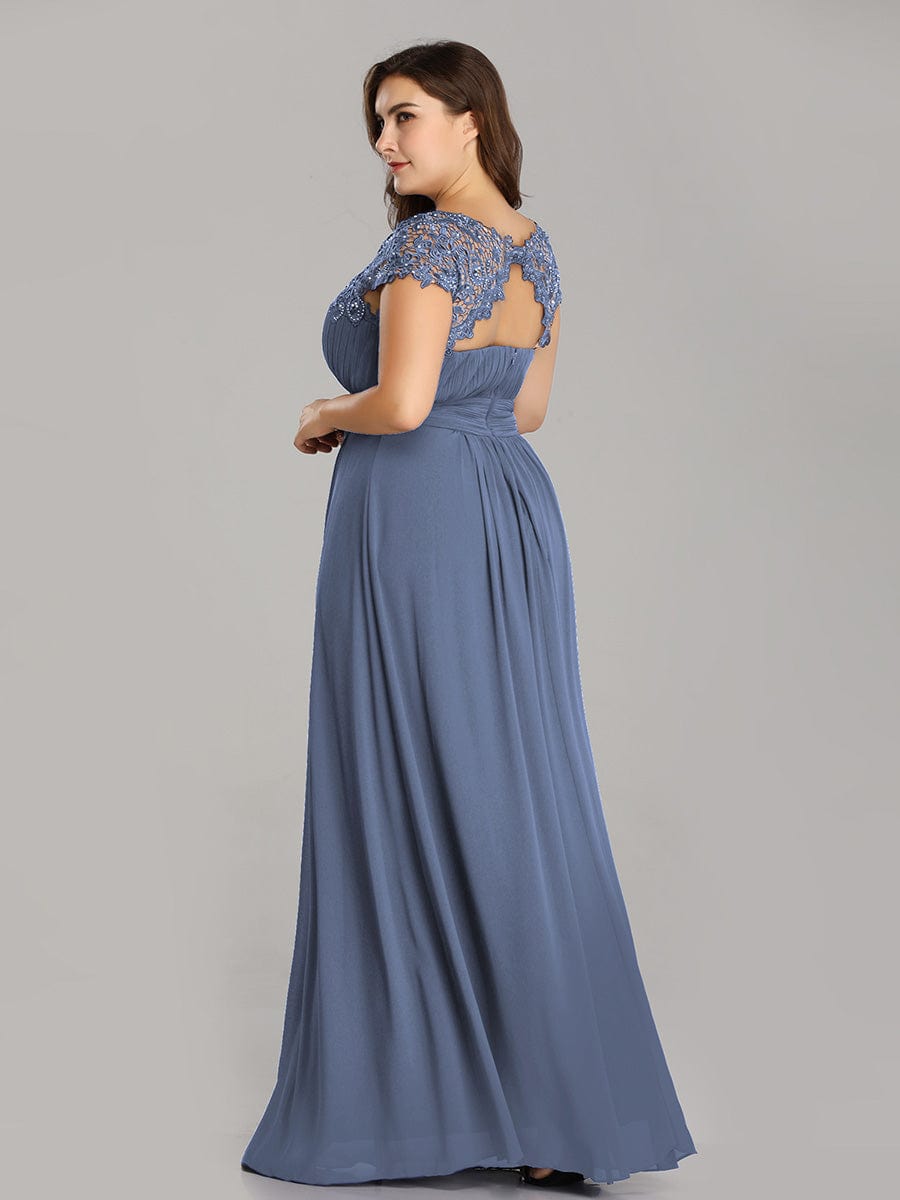 MsDresslyEP Formal Dress Elegant Maxi Long Lace Cap Sleeve Bridesmaid Dress