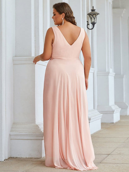 MsDresslyEP Formal Dress V-Neck High-Low Chiffon Evening Party Dress