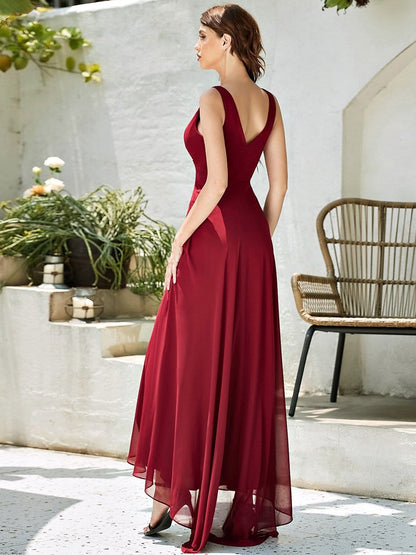 MsDresslyEP Formal Dress V-Neck High-Low Chiffon Evening Party Dress