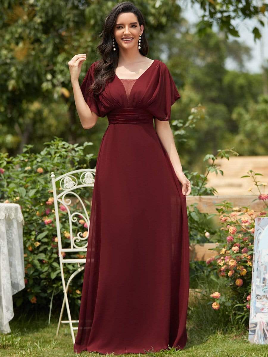 MsDresslyEP Formal Dress Women's A-Line Empire Waist Maxi Chiffon Evening Dress