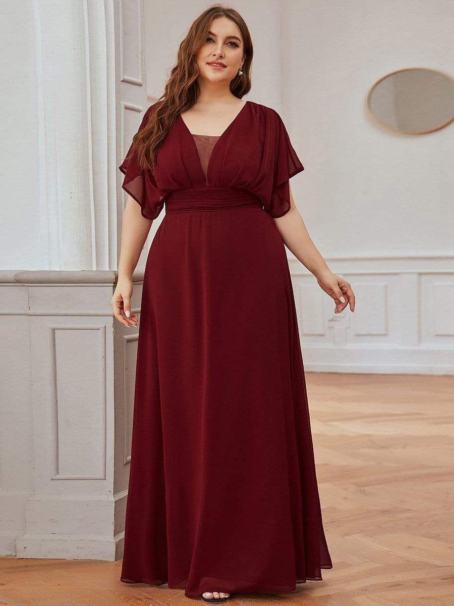 MsDresslyEP Formal Dress Women's A-Line Empire Waist Maxi Chiffon Evening Dress