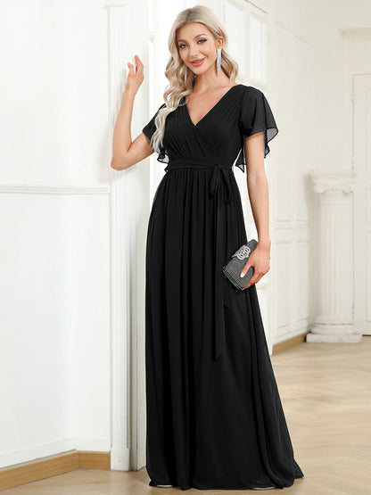 MsDresslyEP Formal Dress Women's A-Line Empire Waist Maxi Chiffon Evening Dress