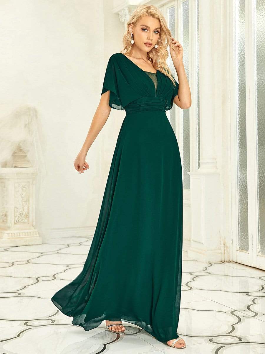 MsDresslyEP Formal Dress Women's A-Line Empire Waist Maxi Chiffon Evening Dress