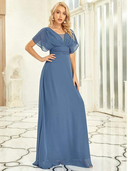 MsDresslyEP Formal Dress Women's A-Line Empire Waist Maxi Chiffon Evening Dress