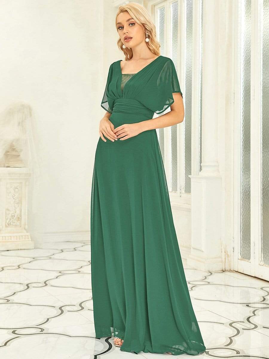 MsDresslyEP Formal Dress Women's A-Line Empire Waist Maxi Chiffon Evening Dress