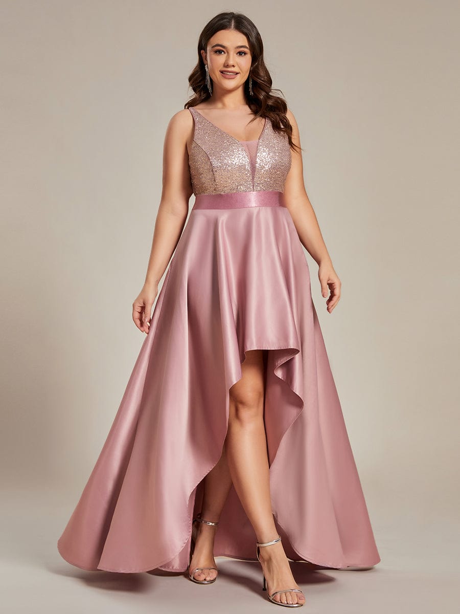 MsDresslyEP Plus Formal Dress High Low Sleeveless Plus Size Dresses With Sequin for Evening DRE230970337POH16