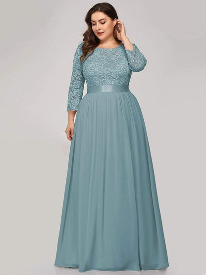 MsDresslyEP Plus Formal Dress Plus Size Long Lace Sleeve Formal Evening Gowns