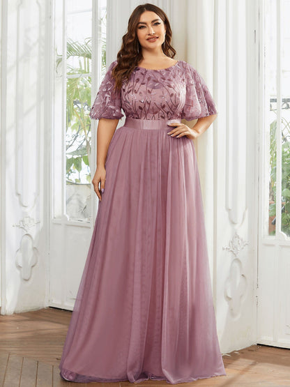 MsDresslyEP Plus Formal Dress Plus Size Sequin Bodice Long Formal Evening Dresses DRE230977433POH16