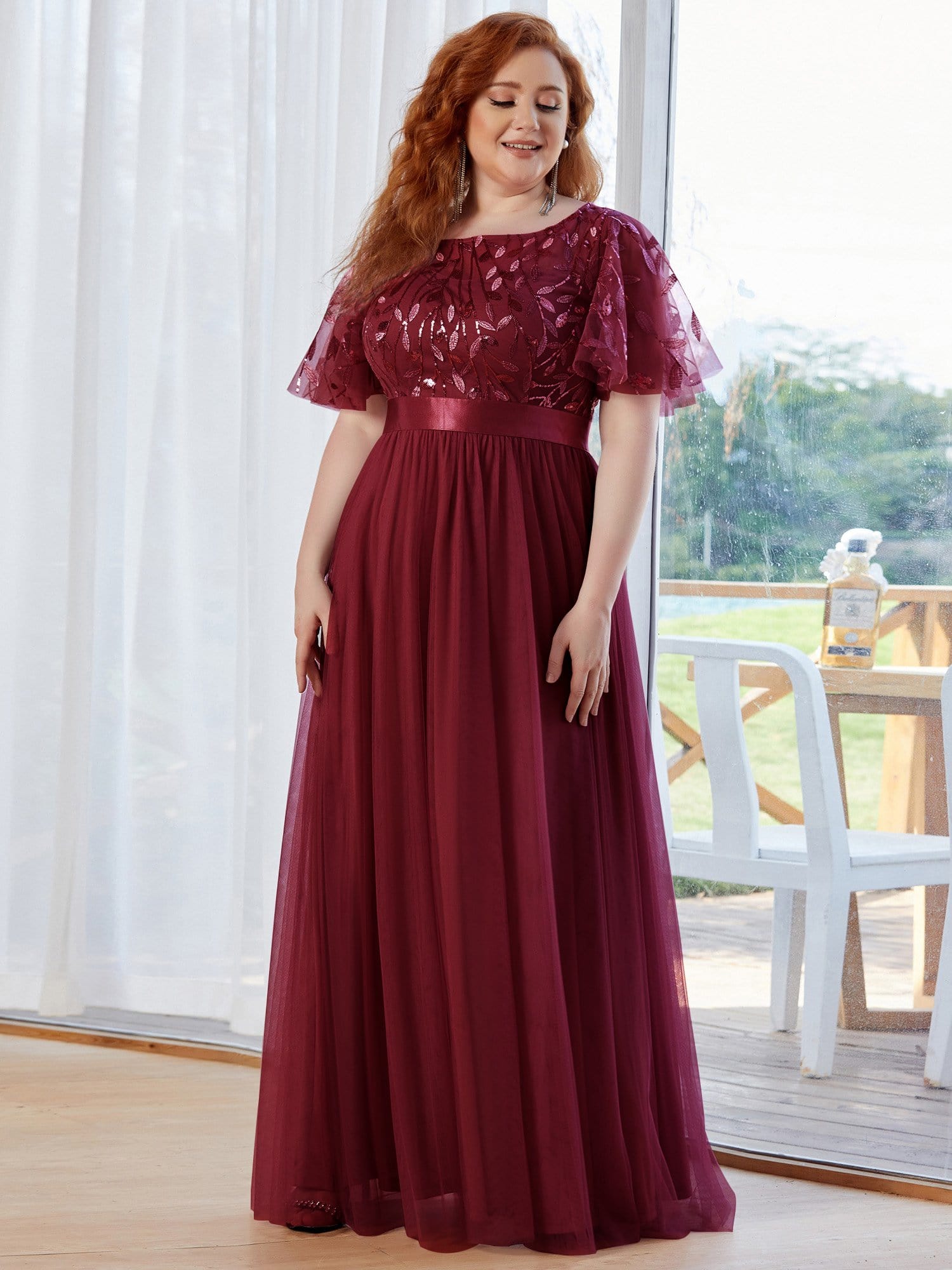 MsDresslyEP Plus Formal Dress Plus Size Sequin Bodice Long Formal Evening Dresses DRE230977465BDG16
