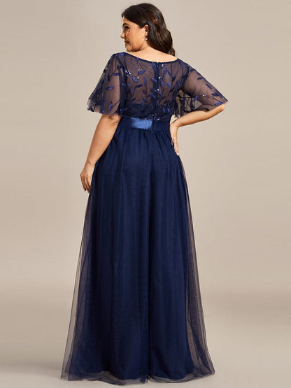 MsDresslyEP Plus Formal Dress Plus Size Sequin Bodice Long Formal Evening Dresses