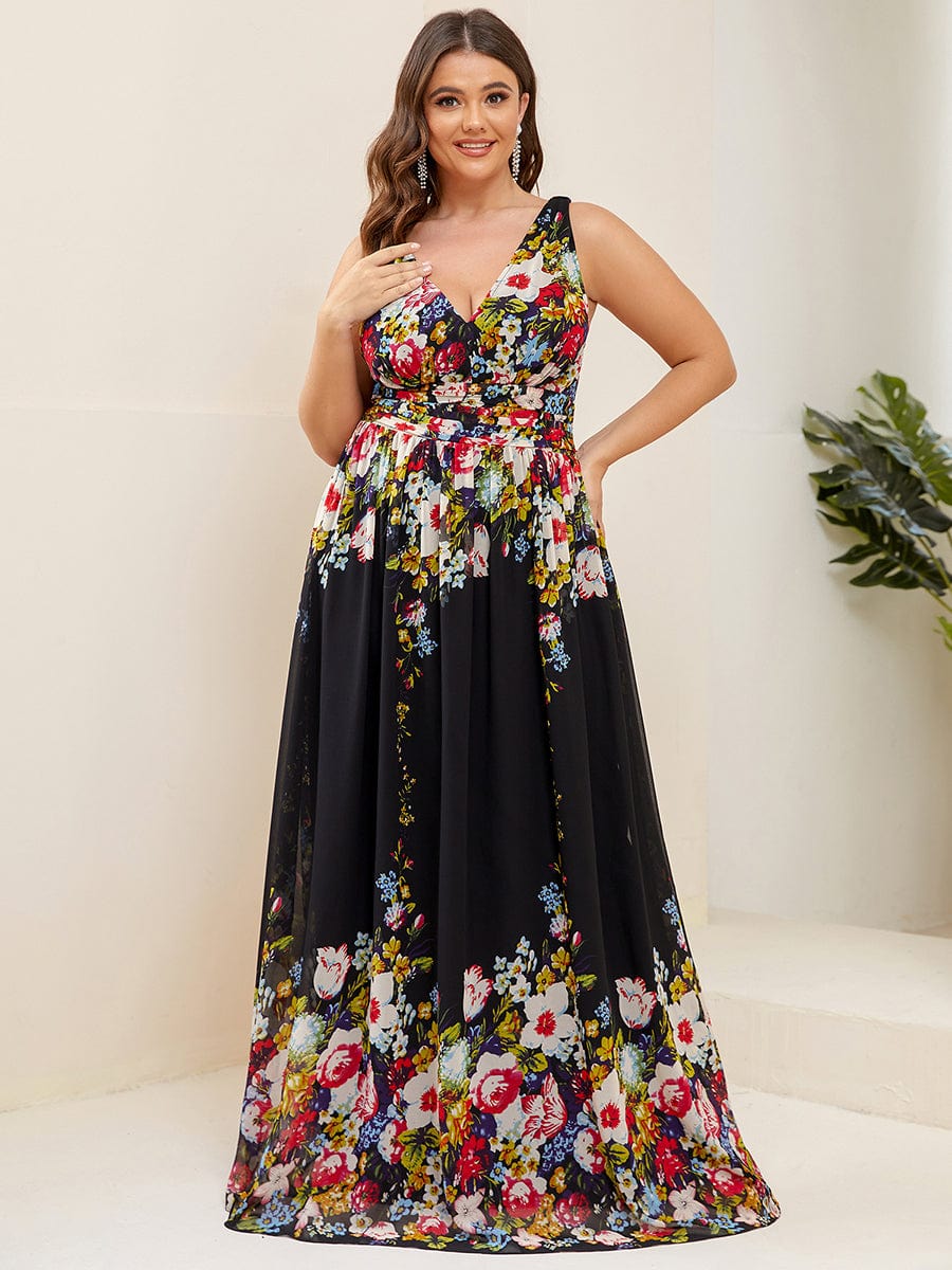 MsDresslyEP Plus Formal Dress Plus Size Sleeveless V-Neck Chiffon Semi Formal Maxi Dress DRE230975337BAP16