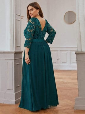 MsDresslyEP Plus Formal Dress Simple Plus Size Lace Evening Dress with Half Sleeves